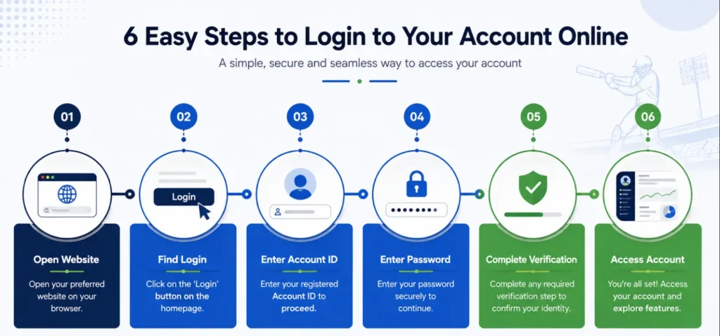Six steps for the Matchbox9 login process